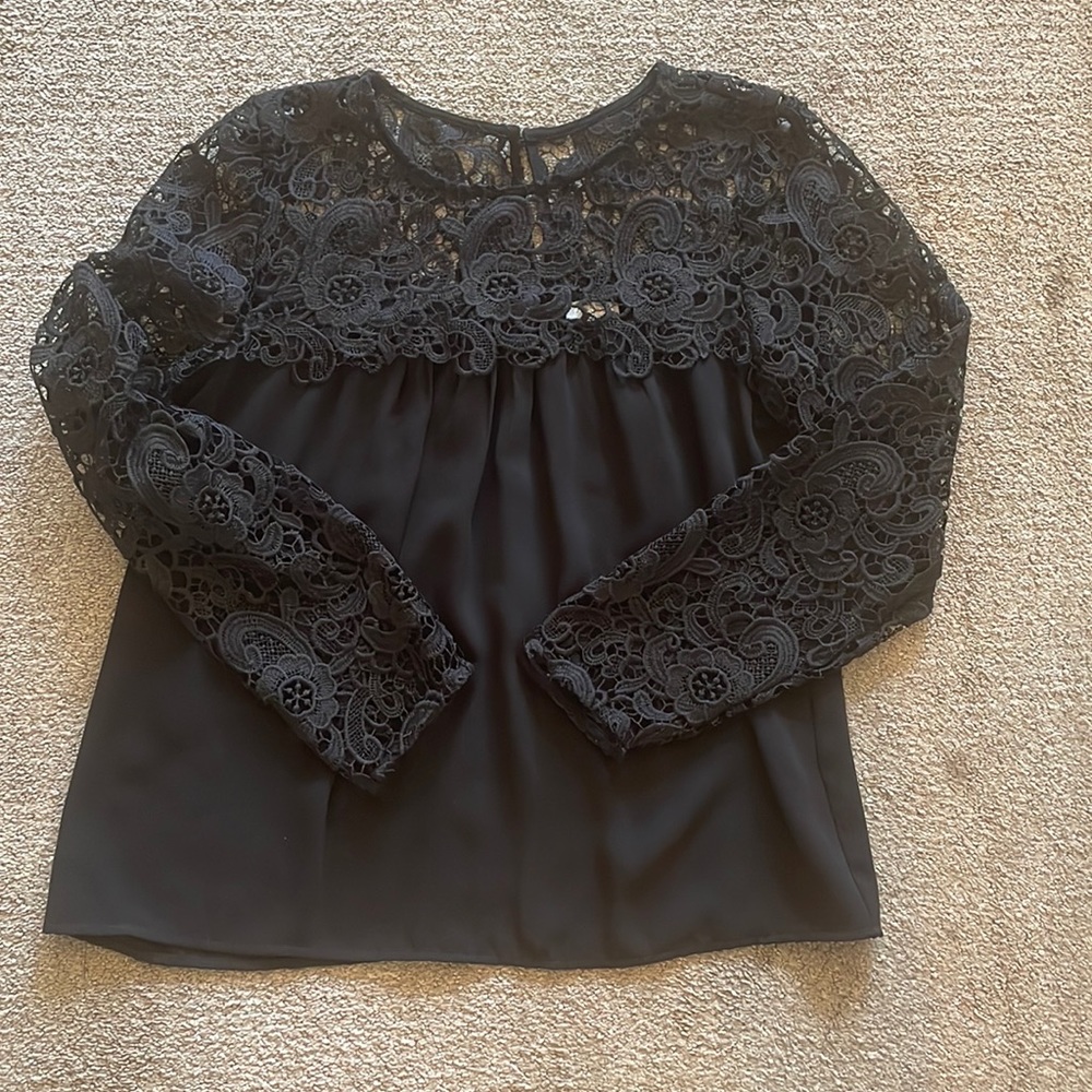J Crew black Blouse with lace